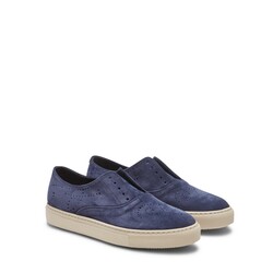 Sneaker Sport aus Veloursleder in der Farbe Blau in Glanzoptik