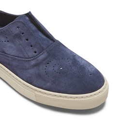 Shiny-effect blue-colored suede leather Hobo Sport sneaker