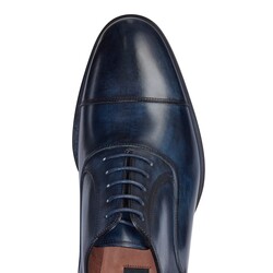 Zapato tipo inglés para hombre de suave piel lisa color azul marino