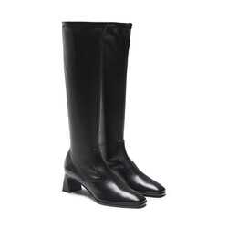 Women’s boot with back zip in black stretch nappa leather