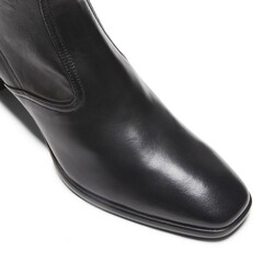 Stiefel für Damen mit rückseitigem Reißverschluss aus schwarzem Stretch-Nappaleder.