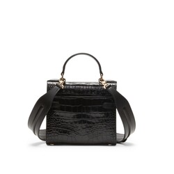 Small handbag from the Magenta line in black color in crocodile-effect printed leather