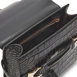 Small handbag from the Magenta line in black color in crocodile-effect printed leather