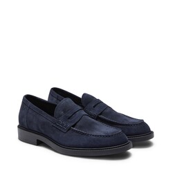 Men’s navy blue suede loafer