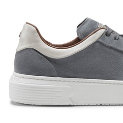 Denim-colored suede sneaker