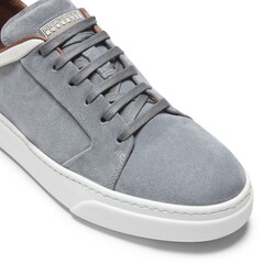 Denim-colored suede sneaker