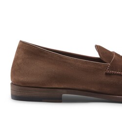 Bark-colored suede loafer