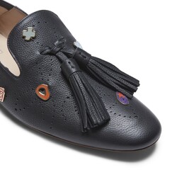 Black leather Hobo Charms slippers