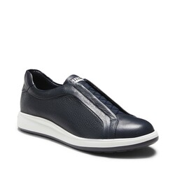 Navy blue leather lace-up