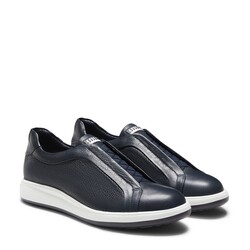 Navy blue leather lace-up