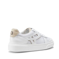 White leather and fabric sneaker