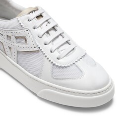 White leather and fabric sneaker