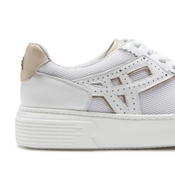 White leather and fabric sneaker
