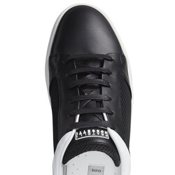 Black leather and fabric sneaker