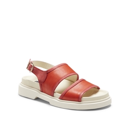 Red leather and suede sandal