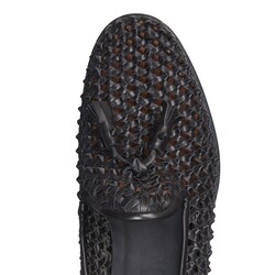 Black woven leather slipper