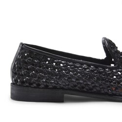Black woven leather slipper
