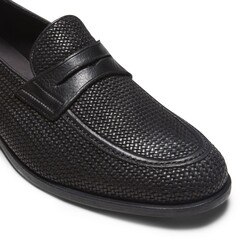 Black woven leather loafer