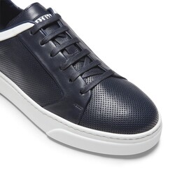 Blue perforated leather sneaker