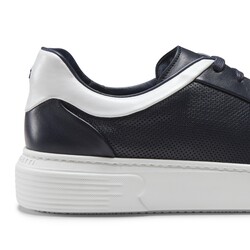 Blue perforated leather sneaker