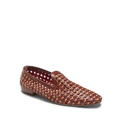 Almond / cherry-colored woven leather slipper