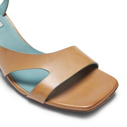 Sandale Magenta Saddle aus natürlich beigefarbenem Leder