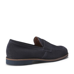 Mocasín de ante perforado color azul marino
