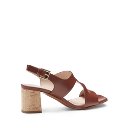 Almond-colored leather sandal