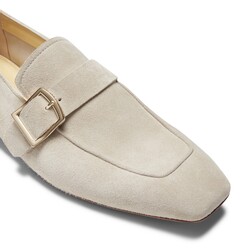 Sand-colored suede loafer