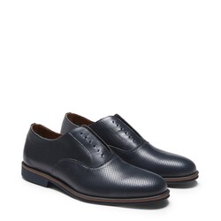 Navy blue perforated leather lace-up