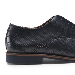 Navy blue perforated leather lace-up