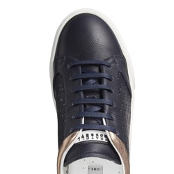 Navy blue perforated leather sneaker