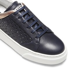Navy blue perforated leather sneaker