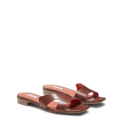 Almond-colored leather Magenta Saddle sandal