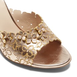 Metallic gold-colored leather Romantic Flower sabot