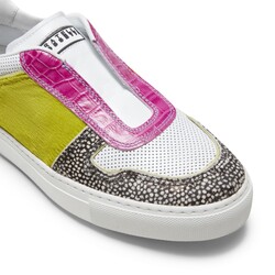 White / black /acid leather sneaker