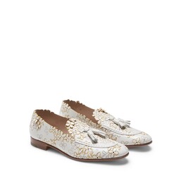 Ivory-colored leather Romantic Flower Brera loafer