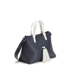 Ocean blue / white leather small Hobo tote bag