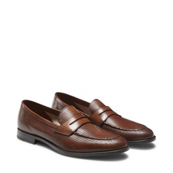 Cognac-colored leather loafer