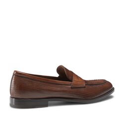 Cognac-colored leather loafer