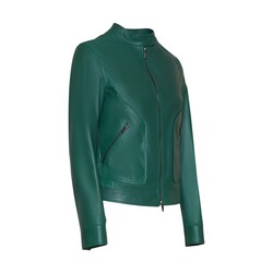 Куртка из кожи зеленого цвета
