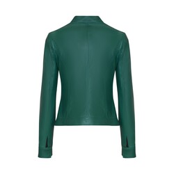 Куртка из кожи зеленого цвета