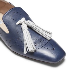 Blue/white leather Hobo slipper