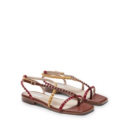 Cherry-colored leather sandal