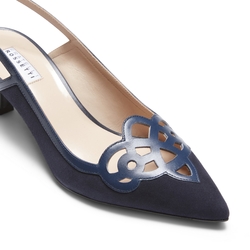 Navy blue suede Hobo Flower slingback sandal