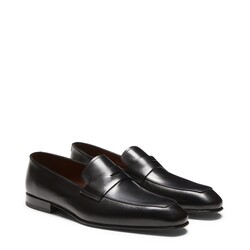 Black leather loafer