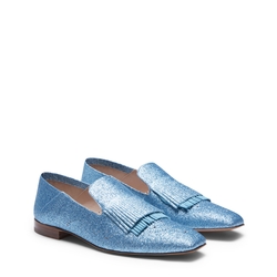 Light blue glitter leather Hobo slipper