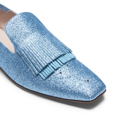 Light blue glitter leather Hobo slipper