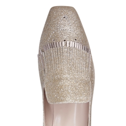 Platinum-colored glitter leather Hobo slipper