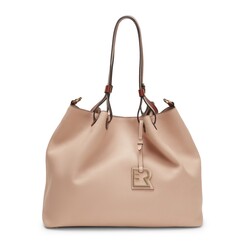 Pink and leather -colored tote bag